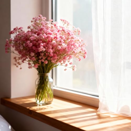 6 Pcs Babys Breath Artificial Flowers, Fake Babys Breath Flowers for Wedding Floral Arrangement Party Decor, Pink - color: Pink