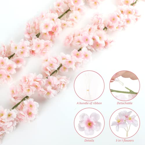 Sunm Boutique Cherry Blossom Garland 6-Pack 35.4 Ft Cherry Blossom Hanging Vine Silk Sakura Vines Garland for Wedding Party Decor, Pink - color: Pink, size: Pack of 6