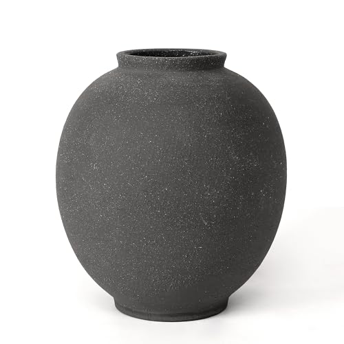 Black Ceramic Large Vase - 9.84 Inch Round Modern Ceramic Vases,Tall Vase for Decor Living Room Table Decor and Festive Home Interiors - size: 9.84Inch