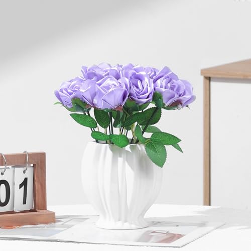 300Pcs Premade Satin Ribbon Rose Petals Half-Finished for Eternal Rose DIY Ramos Forever Flowers Bouquets Everlasting Floral,for Wedding,Anniversary,Birthday (300 Pcs Light Purple) - color: 300 Pcs Light Purple