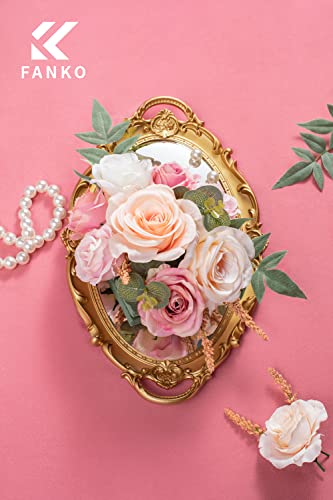FANKO Artificial Flowers for DIY, Pink Blush Ivory Pale Peach Faux Flowers Bouquet, Fake Flowers with Roses Daisy Silk Flowers for Vase, Home Decor, Wedding Centerpiece, Floral Arrangement Décor - color: Baby Pink & Blush