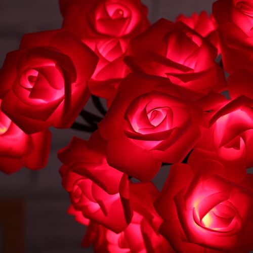 Drawelry Rose Flower Tree Lamp - LED Rose Tree Table Lamp USB/Battery Powered Artificial Bonsai Flower Night Light for Bedroom Living Room Party Wedding Valentines Mothers Day Decor (Red) - color: Red