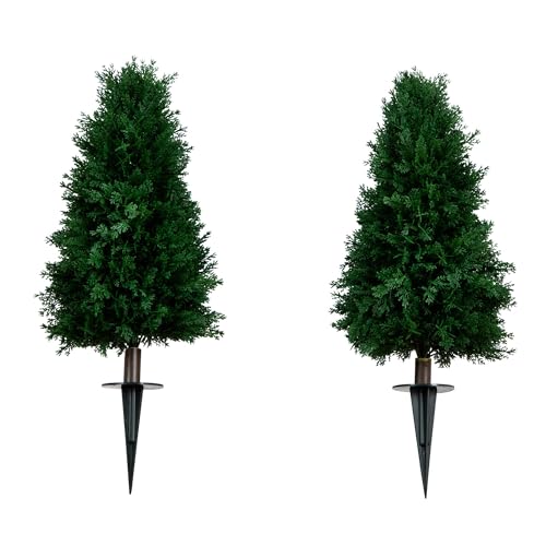 Nearly Natural 2.5ft. UV Resistant Artificial Cedar Plant with Integrated Ground Stake (Indoor/Outdoor) - Set of 2 - size: 2.5ft.