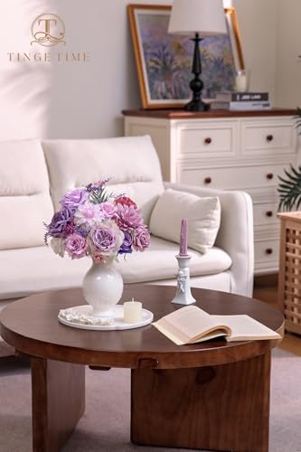 TINGE TIME Fake Flowers Artificial Flowers Peonies Bulbous Chrysanthemum Daisy Hydrangea Sunflower Violets Dahlia Daffodils Epiphyllum Orchid Cherry Blossom Camellia Leyaron (Light Purple) - color: Purple