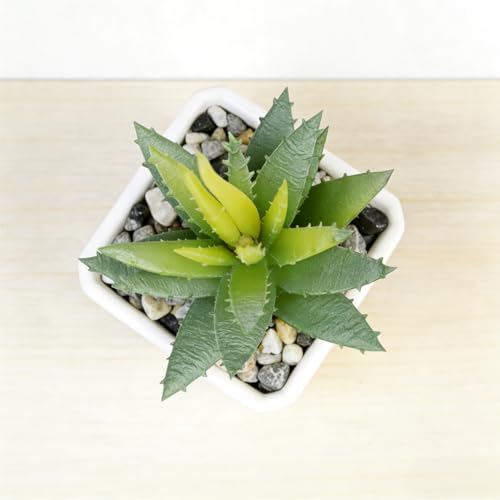 Artificial Succulent Plants in Pot - 1Pcs Small Aloe Vera Green Realistic Fake Potted Succulents for Home Decor, Desk, Office, Bathroom, Windowsill - Indoor Houseplant for Bedroom, Kitchen, Shelf - color: Small Aloe Vera Green
