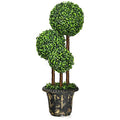 DREAMADE Artificial Boxwood Topiary Tree, 3ft Triple Ball Shaped Faux Topiary Tree w/Weighted Pot, Metal Frame, Fake Green Potted Plants Decoration for Indoor/Outdoor/Home/Office - size: 3ft