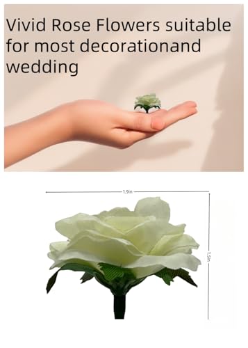 100 Pcs Mini White Roses Artificial Flowers Bulk, 1.9" Small Silk Fake Roses Flower Heads for Decoration, Wedding Centerpieces Bridal Shower Party Home Decor,DIY Crafts (Ivory White) - color: Ivory White