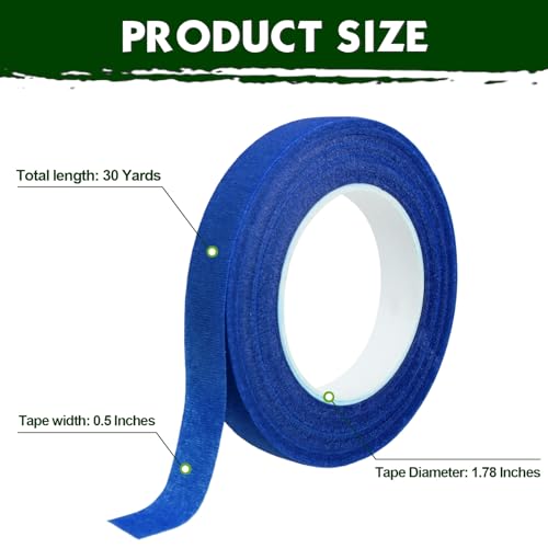 DOMMARE Blue Floral Tape 2Pcs Flower Tape, 1/2 Inch Flower Wrapping Tape, Floral Bouquet Supplies for Bouquet Floral Arranging Flowers Stem Wrapping, Wedding Bouquet, Wreath, Garden Decor, 32 Yard - color: 2Pcs Blue, style: Normal & Non-sticky