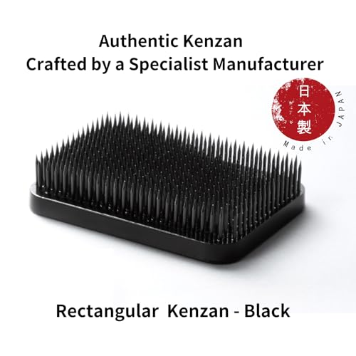 Authentic Japanese Rectangular Kenzan Flower Frog – Made in Japan Ikebana Pin Holder for Flower Arranging (Rectangle 2.7-2.0, Black) - color: Black, size: Rectangular 2.7 x 2.0 in