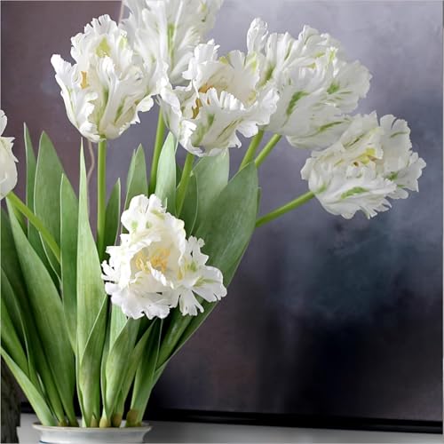 3Pcs 3D Parrot Tulips Artificial Flowers Faux Tulips Real Touch Long Stem Fake Tulips Bouquet for Home Office Wedding Table Decor 27.56" Tall-Pink - color: Pink