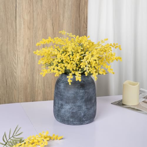 Briful Ceramic Flowers Vase Home Decor, Kitchen Dining Farmhouse Table Vases, Rustic Vintage Living Room Bathroom Bedroom Decorations for Office Coffee Desk Fireplace Shelf Mantel (7” Tall) - color: Lightslategray, size: 7 Inch