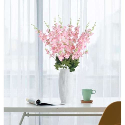 8PCS Faux Pink Delphinium 33.5'' Long Stem Artificial Delphinium Flowers Fake Larkspur Flowers for Home Wedding Garden Table Centerpieces Decor(Gradient Pink) - color: Gradient Pink