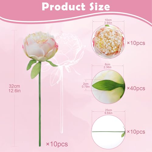 10PCS Champagne Realistic Silk Peonies Bouquet, Waterproof & UV Resistant Faux Peony Flowers, All-Weather Artificial Stems for Outdoor, Grave, Wedding Centerpiece & Home Decor - color: Champagne Purple
