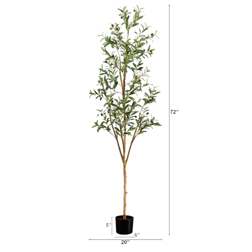 Artificial Potted Olive Tree - 6' - Green - size: 6ft