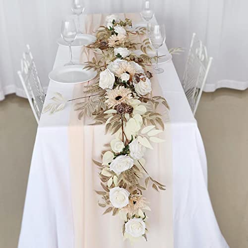 FACINOC Roses Artificial Flowers White Combo Box Set Fake Flower Bulk with Stems for DIY Bridal Wedding Shower Decorations Faux Floral Arrangements for Party Table Centerpieces Home Decor Indoor - color: X(white, Beige, Champagne)