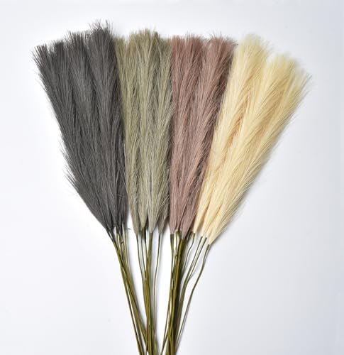 LSKYTOP Beige Pampas Grass Decor,23Inch 16pcs Faux Pampas Grass Bouquets Artificial Pampas Fake Pampas Flower for Home Living Room Bedroom Vase Decor - color: Beige 16pcs