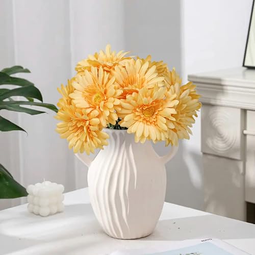TOPIA Artificial African Daisies Flowers African Daisy Silk Flowers Artificial Gerbera Daisies Pack of 10 (Champagne) - color: Champagne, size: 10pcs