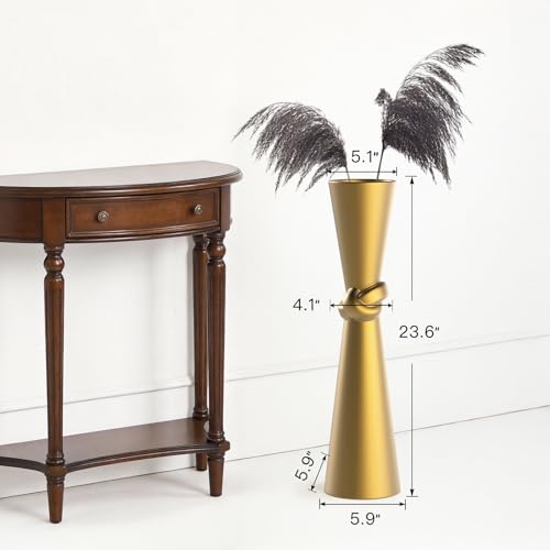 Tall Gold Floor Vase 23.6″ – Glossy Resin Decorative Floor Vase for Pampas Grass, Branches & Dried Flowers, Modern Farmhouse Indoor Home Decor - color: Gold