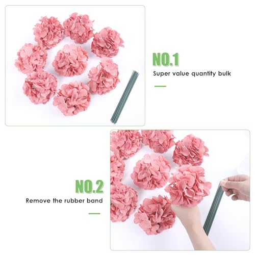 AVIVIHO 65pcs Fake Flowers Dusty Rose Hydrangea Artificial Flowers Bulk (Not Squished, No Steaming Need) Silk Flowers with Stems for Wedding Decor,Home,Baby Shower,Table Centerpieces Decoration - color: Dusty Rose, size: Medium