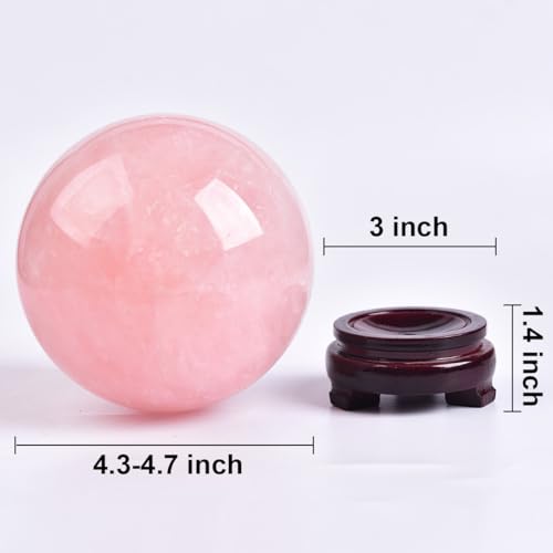 Large Rose Quartz Crystal Sphere Natural Pink Healing Crystal Ball with Stand Meditation Decorative Balls Home Decor 120-130mm/4.7-5.1" - color: Rose Quartz, size: 120-130mm/4.7-5.1"