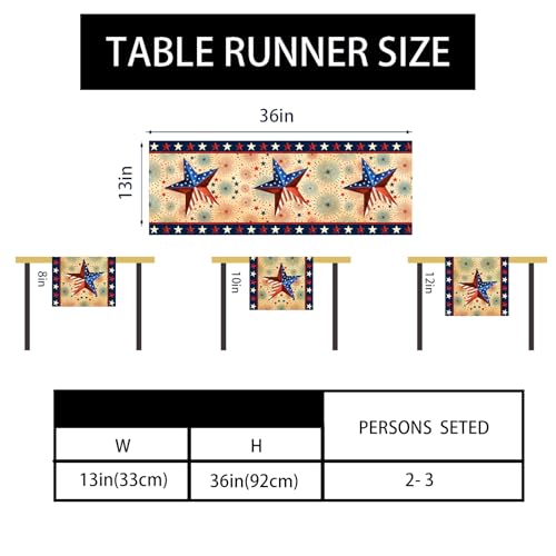 Stars Stripes Patriotic Table Runner 36 Inches 4th of July Memorial Day Decorations and Supplies for Home Kitchen Dining Table Decor - size: Table Runner,13" x 36"