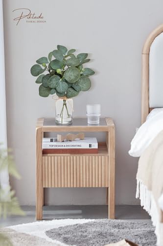 12" Fake Eucalyptus Stems in Vase with Faux Water,Artificial Plants Leaves for Shelf Desk Bathroom Farmhouse Room Coffee Table Home Decor (Eucalyptus-Fruit) - color: Eucalyptus-fruit
