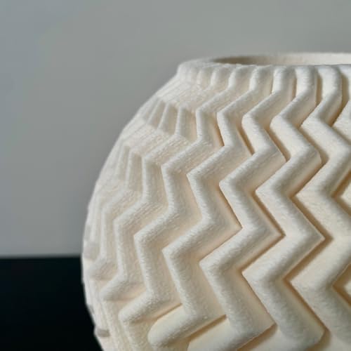 White Minimalist Small Vase, Flower Holders for Pampas Grass Decor, Coffee Table & Shelf Decor, Aesthetic Vases for Flower Bouquet, Trendy Home Decor, Entryway & Modern Floreros (Chevron Vase) - color: Chevron Vase