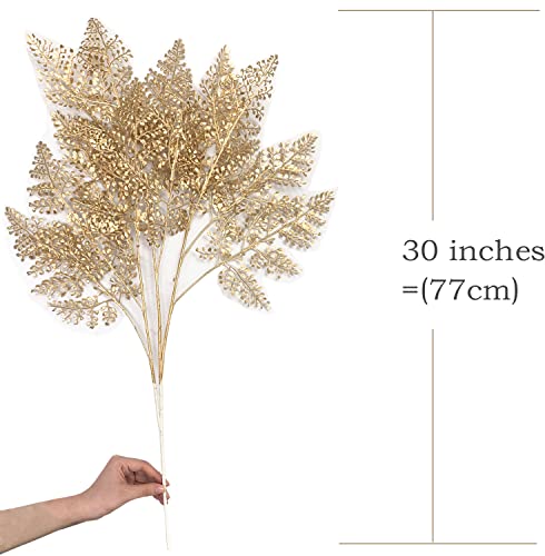 Artificial Golden Plants Fake Gold Star Ginkgo Leaves - Tall 30 Inch 2 Pack, Faux Bushes Simulation Small Apricot Leaf for Christmas Decor Indoor Outdoor Party Wedding DIY Table Centerpiece Decoration - color: (Tall) Gold Star Ginkgo Leaves - 2 Pcs