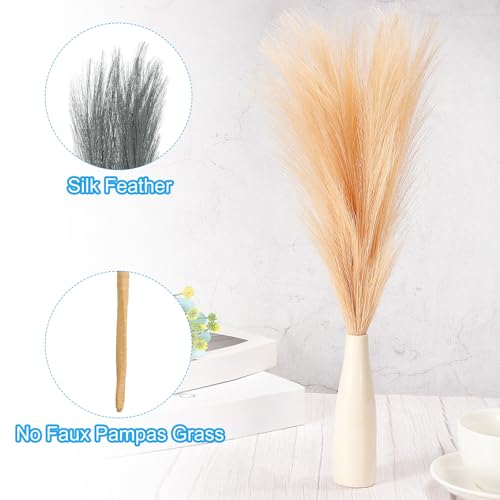 PATIKIL 17 Inch Faux Pampas Grass, 6 Pcs Boho Decor for Home Decoration Artificial Tall Fluffy Stems for Wedding Flower Party Vase Arrangement Centerpieces, Gray - color: Grey