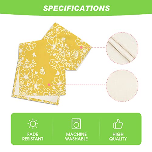 Artoid Mode Yellow Bloom Flowers Butterfly Spring Table Runner, Seasonal Holiday Kitchen Dining Table Decoration for Home Party Indoor 13x72 Inch - color: Yellow, size: 13" x 72", Table Runner