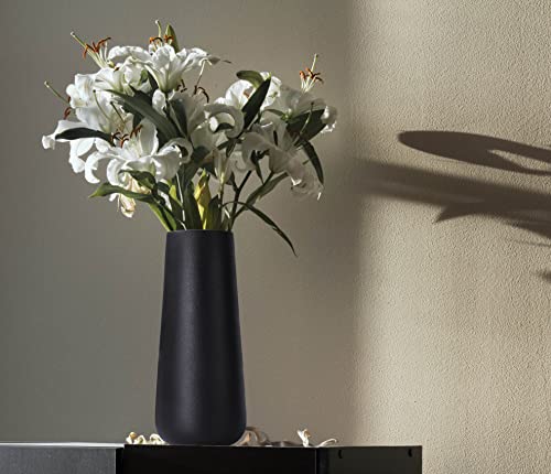 D'vine Dev 11 Inch Ceramic Flower Vase Textured Finishing, Minimalist Design for Kitchen, Bedroom, Living Room, Centerpieces, Office, Raven Grain, VS-XH-B-2 - color: Raven Grain, size: 11 Inch