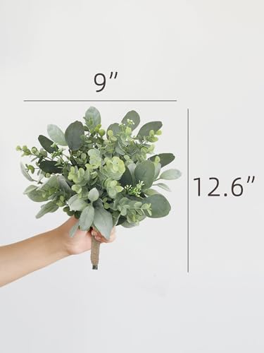 Rinlong Greenery Eucalyptus Bridesmaid Bouquet for Wedding, Prom | Silk Bridal Bouquet, Homecoming, Destination Friendly - color: 09-dusty Green