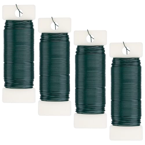 Aisoso 4 Pack Floral Wire, 131 Yards Paddle 22 Gauge Florist Wire Green for Wreath Making Craft, Floral Flower Arrangements and DIY Crafts, Garland
