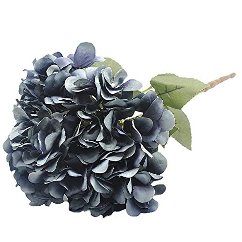 2Bouquets Artificial Fake Flowers Silk Hydrangea Arrangements Wedding Bouquets Decorations Plastic Floral Home Kitchen Garden Party Festival Bar DIY (Grey,5 Flower Heads) - color: Grey，5 Flower Heads