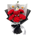 Completed Red Heart Crochet Flowers Bouquet, Handmade Knitted Bouquet for Valentine, Couple, Crochet Artificial Flowers of Rose as Gift for Mother, Friends, Daughter, Home Decor (Red Rose) - style: Red Rose with Heart