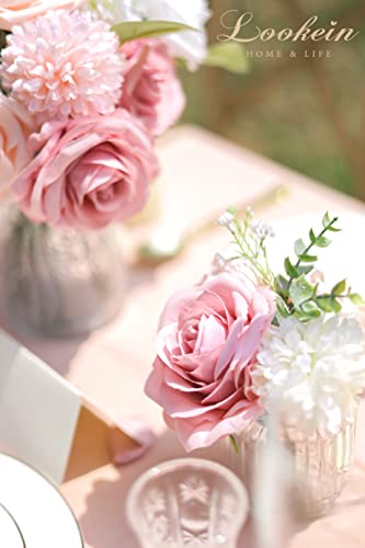 Lookein Artificial Flowers for DIY Wedding Decoration Bridal Bouquet Table Centerpieces Flower Garland Wreaths Aisle Arch Flower Decoration Home Decor, Dreamy Blush - color: Dreamy Blush