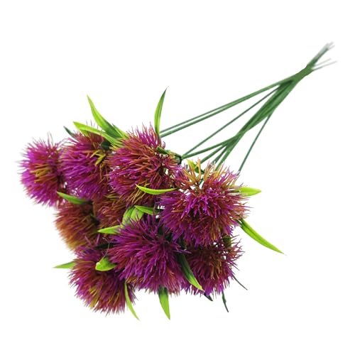 pson 10Pcs 11 Inch Artificial Dandelion Flowers, Faux Plastic Bouquets Shrubs for Home, Wedding, Garden, Party, Indoor/Outdoor Decoration(Purple) - color: Purple