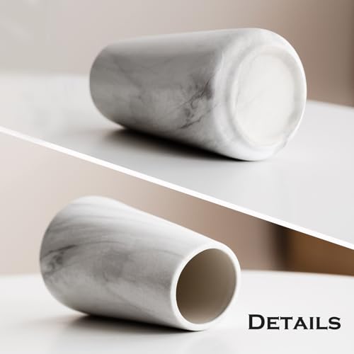 Marble White Vase - 6“ White Ceramic Flower vase, Boho Vases for Pampas Grass, Minimalist Modern vases for Home Decor, Table Shelf Living Room Farmhouse Decor - color: Marble White, size: Small