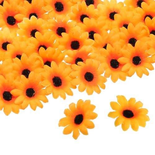 uxcell 100pcs Artificial Daisies Flower Heads,1.6" Silk Fake Daisies Heads Mini Daisies Artificial Flowers Bulk for DIY Wedding Bouquets Centerpieces Party Home Decorations, Black/Yellow - color: Black/Yellow