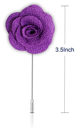 Rhungift Men's Camellia Flower Lapel Pin Handmade Rose Boutonniere Stick Brooch for Suits Wedding Party Groom Multicolor Men Women - color: Multicolor