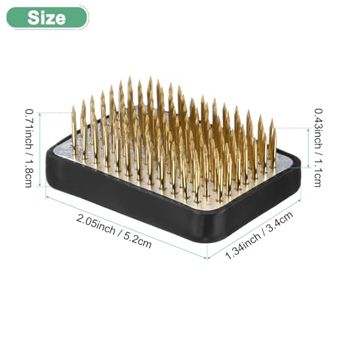 M METERXITY Flower Frog 2.05" x 1.34" Rectangle Copper Floral Arranger Pins Ikebana Holder W Rubber Base for Flower Arrangements/Craft Plant/Home Decor, Floral Kenzan Fixed Tool [1.1cm Pins] - size: 2.05" x 1.34"