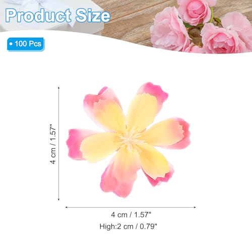 PATIKIL 100 Pcs Fake Silk Flower Heads, 1.6 Inch Artificial Cherry Blossom Faux Flower Heads for DIY Craft Wedding Party Home Wreath Decoration, Yellow/Pink - color: Yellow/Pink
