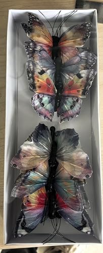 Cartanfill- Artificial Feather Simulation Butterfly Party Decoration Set, a Set of 12 Pieces with Clips, Used for Home Decoration in 12 Colors.… (H Wire) - color: H Wire