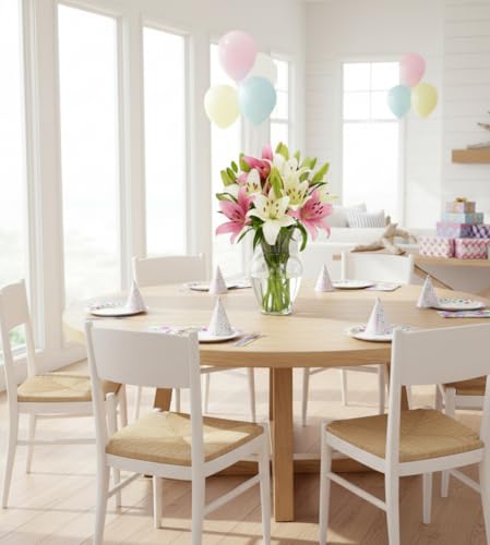Stargazer Barn 10 Stem Pink & White Lily Bouquet - Fresh Cut Flower Delivery, Hand-Tied in the USA, Gift for Birthday, Anniversary, Sympathy or Home Decor - Vase Not Included - color: Pink/White