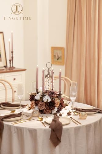 TINGE TIME Artificial Flowers Combo Set, Gradient Color Flower Leaf with Stems for DIY Wedding Bouquets Centerpieces Baby Shower Party Home Decorations (Mocha Brown) - color: Mocha Brown