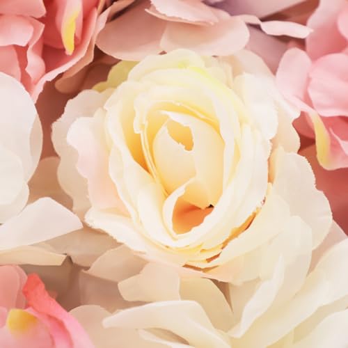 Flower Wall Panels 3D Flower Wall Backdrop, 6Pcs Artificial Flower Wall Panel Silk Rose Hydrangeas Floral Decorative Wall Background for Wedding Home Decor (White, Yellow, Pink, 23.6*15.7in) - color: Pink