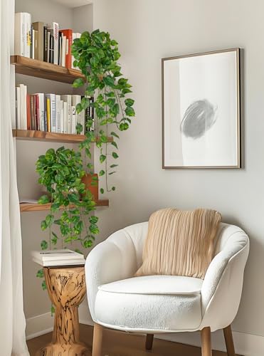 24" Artificial Hanging Plant Ivy Vine Green Plants Decorative Artificial Plants Fake Hanging Plants for Window Wall Decorations - color: Pothos, size: 48-inch