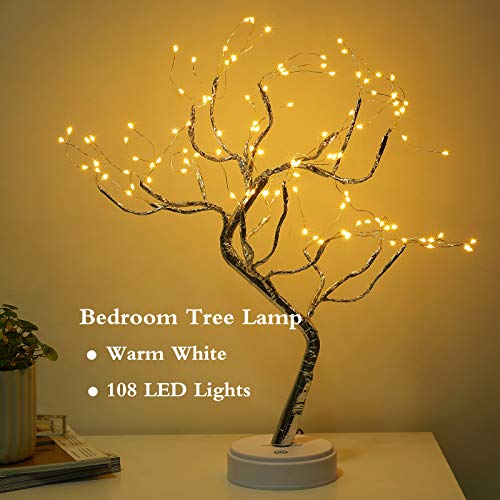20" Bonsai Fairy Spirit Tree Light with 108 LED, DIY Artificial Tree Lamp, Battery/USB Operated, Aesthetic Lamps for Living Room Bedroom Christmas Party Home Gifts Room Decor (Warm White) - color: Warm White, size: 108LED without Remote