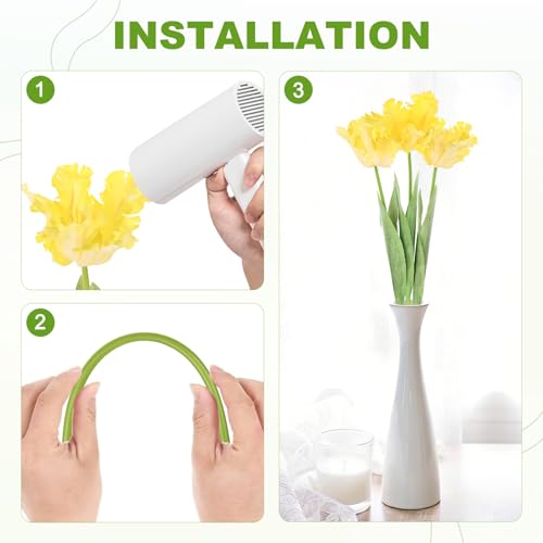 M METERXITY 3-Pack Yellow Artificial Parrot Tulip Flowers,27 Inch Faux Parrot Tulip Silk Bouquets Real Touch Faux Flowers for Home/Wedding/Christmas/Party - color: Yellow