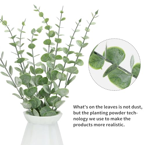 CEWOR 8pcs Eucalyptus Stems Decor 14.1 Inch Artificial Eucalyptus Leaves Fake Greenery Branches for Wedding Centerpiece Flower Floral Arrangement Farmhouse Home Decoration - color: Grey Green, size: 8 pcs